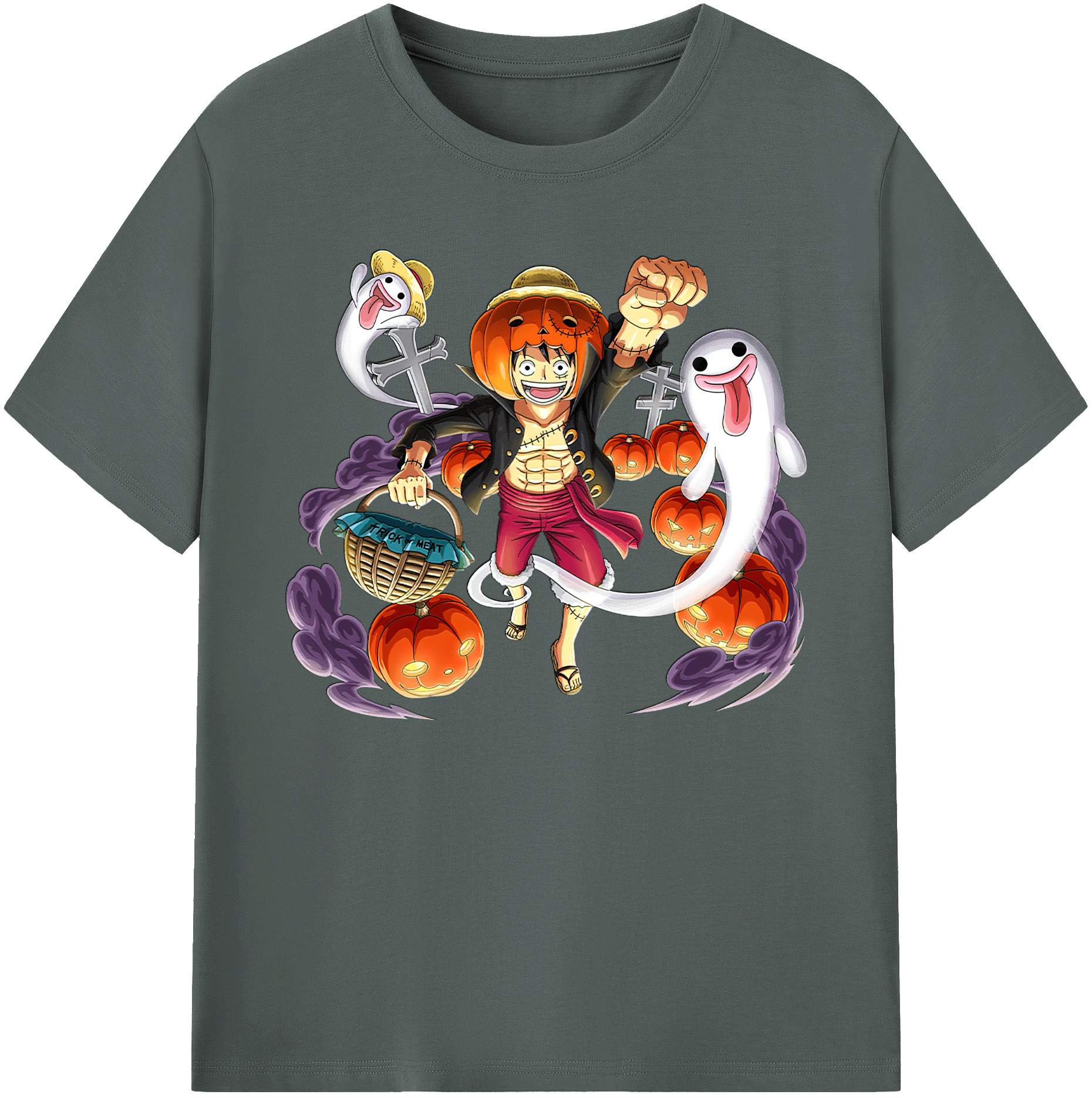 ワンピース モンキー・D・ルフィ ONE PIECE Monkey D. Luffy 綿100％ メンズ半袖Tシャツ｜肌触りやわらか＆通気性